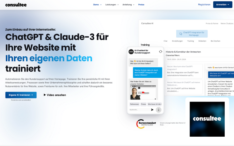Webseite, KI Chatbot 